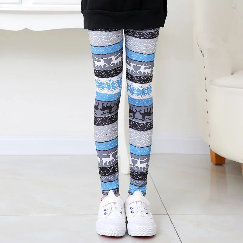 Girls Leggings Stretch Spring Summer Flower Printed Kids Children Pants
