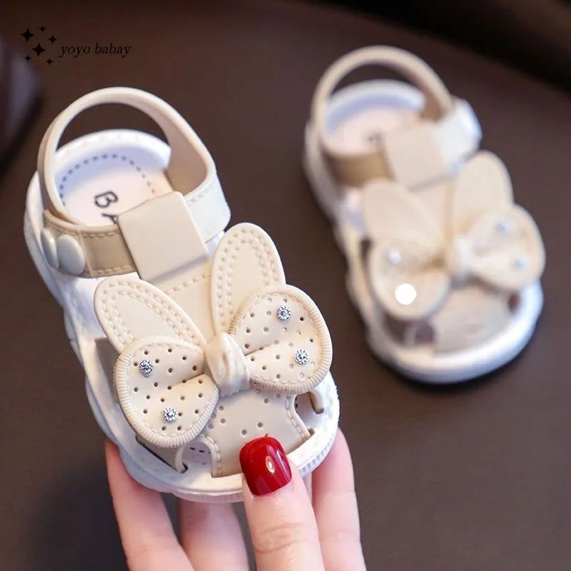 Summer Infant Sandals Baby Girls Anti-collision Toddler Shoes Soft Bottom Genuine Leather Kids Children Beach Sandals