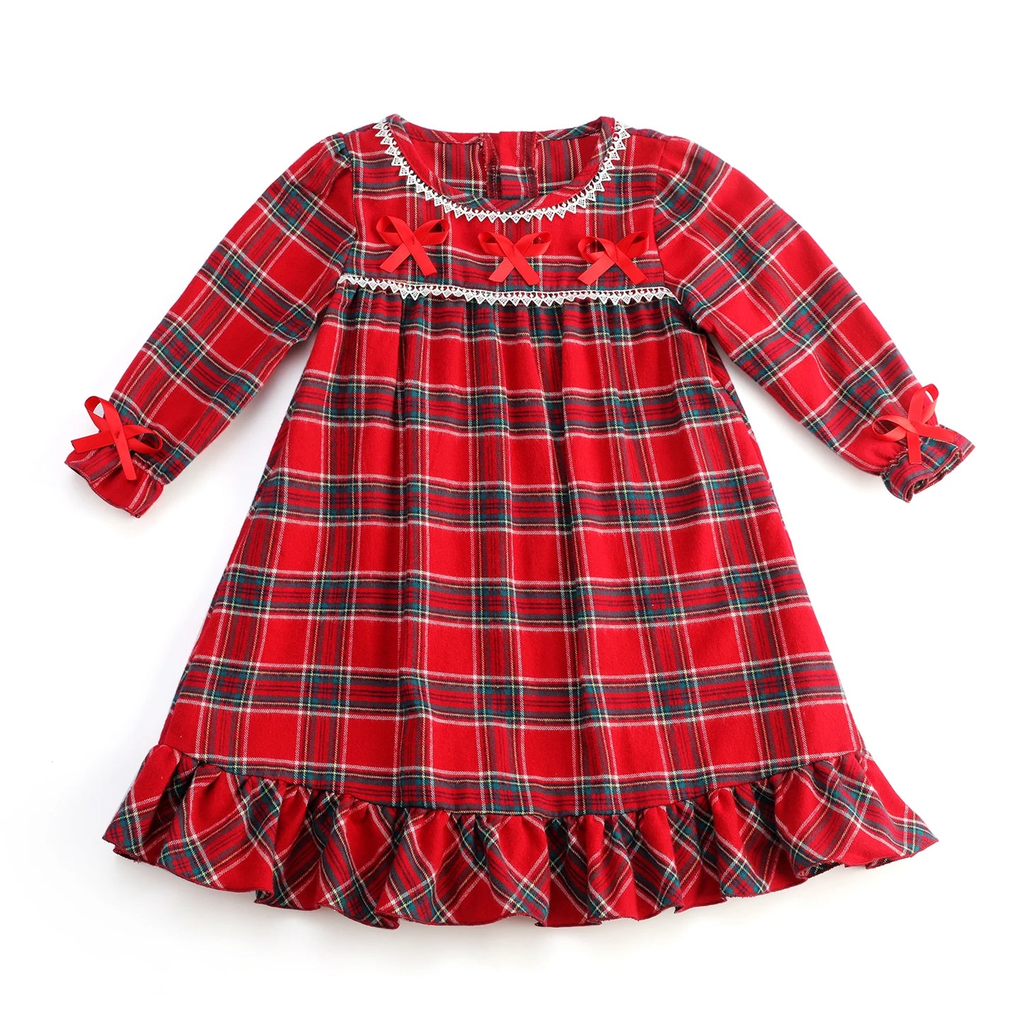 Mudbala Baby Toddler Christmas Matching Family Pajamas Girls Boys Flannel Tartan Kids Pyjamas Set With Eyemasks And Bows Hairpin