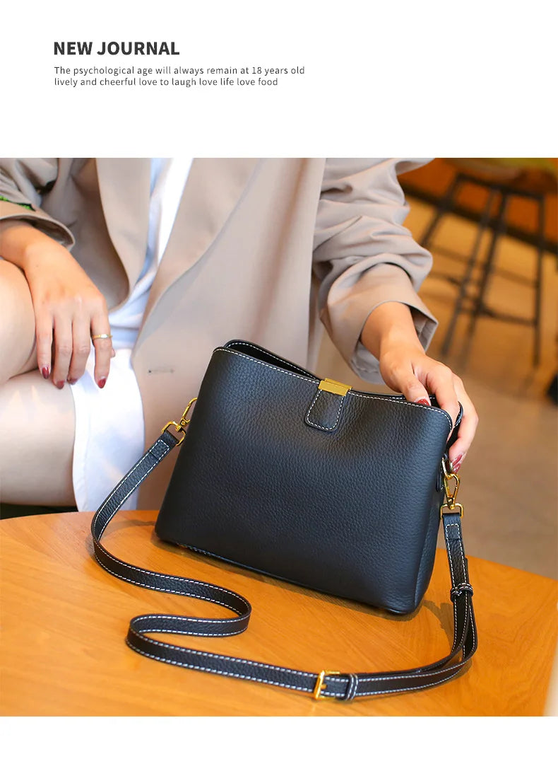 Retro bucket bag women's fashionable handbag large capacity new single shoulder crossbody bag Soft Leather multi-color wallet