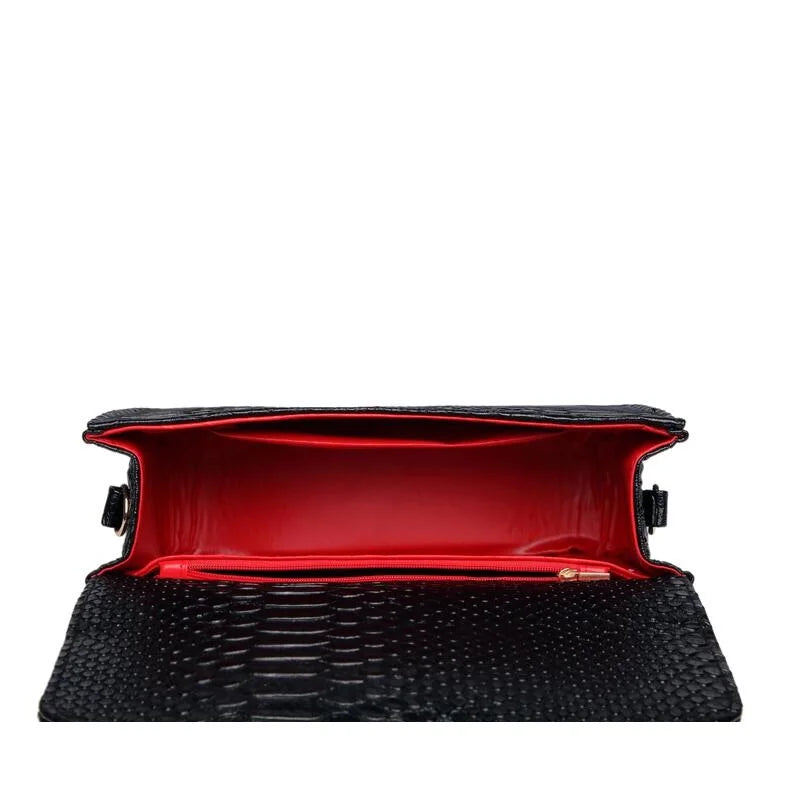 Crocodile Chain Small Crossbody Bags for Women,Black Luxury Brand Shoulder Bag,European Female Fashion Trend New Design Handbags
