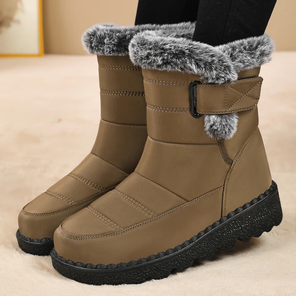 Fashionable New Comfortable Wear-resistant and Non Slip Women's Boots Winter Elegant Solid Color Sexy Warm Snow Boots