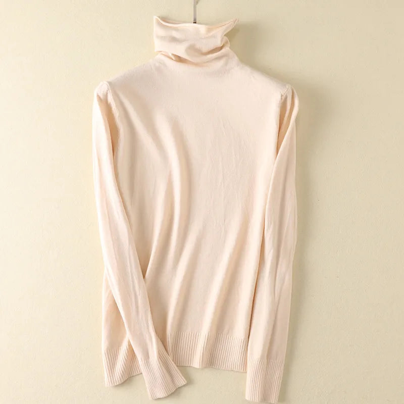 2026 Women Sweater Femme Autumn Turtleneck Sweater Pink Soft Material Women White Sweater jumper Pullovers Tricot Pull Femme