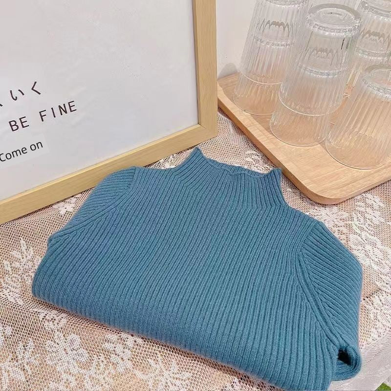 Girl Half Turtleneck Fall and Winter Versatile Basic Sweater