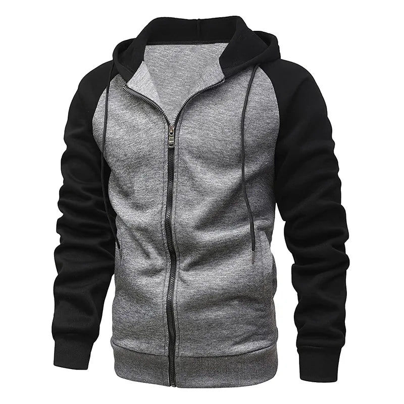 2024 Men's Jacket Fashion Spliced Autumn Jackets for Men Fleece Long Sleeve Coat Man Casual Hoodies Streetwear Men's Coats