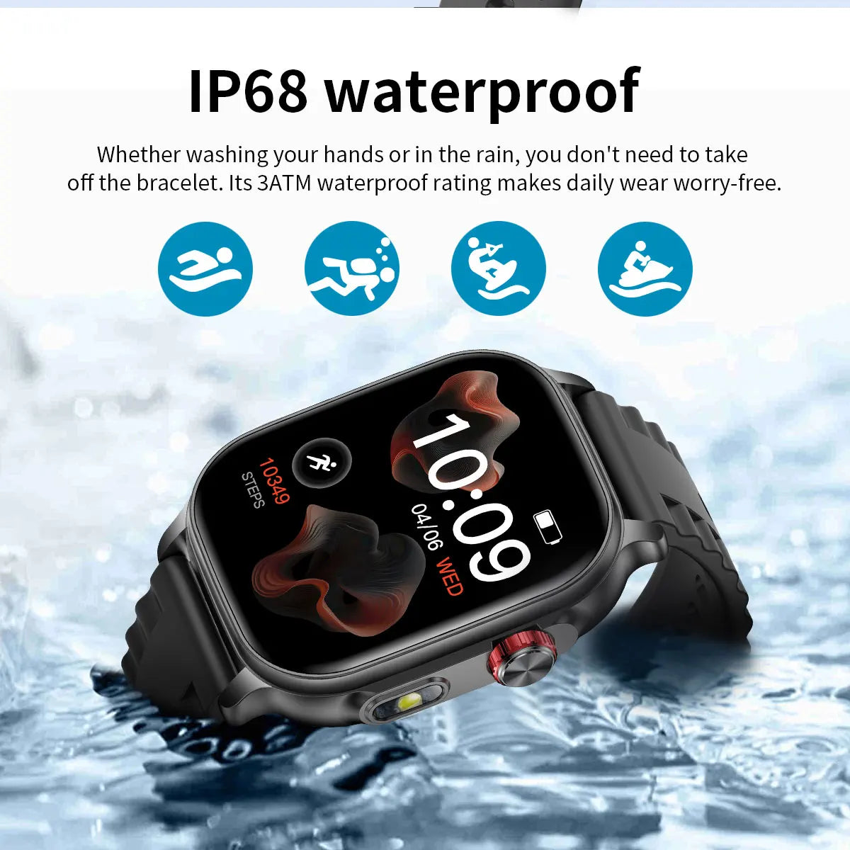 LIGE New Smart Watch Men Women 1400mAh Ultra Battery 2.01Inch HD Screen LED Flashlight IP68 Waterproof Bluetooth Call SmartWatch