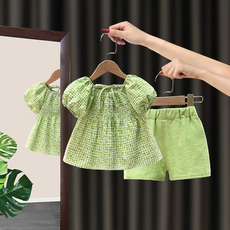 New Summer Baby Clothes Suit Girls Cute T-Shirt Shorts 2Pcs/Sets Kids Children Clothing Toddler Casual Costume Infant Tracksuits