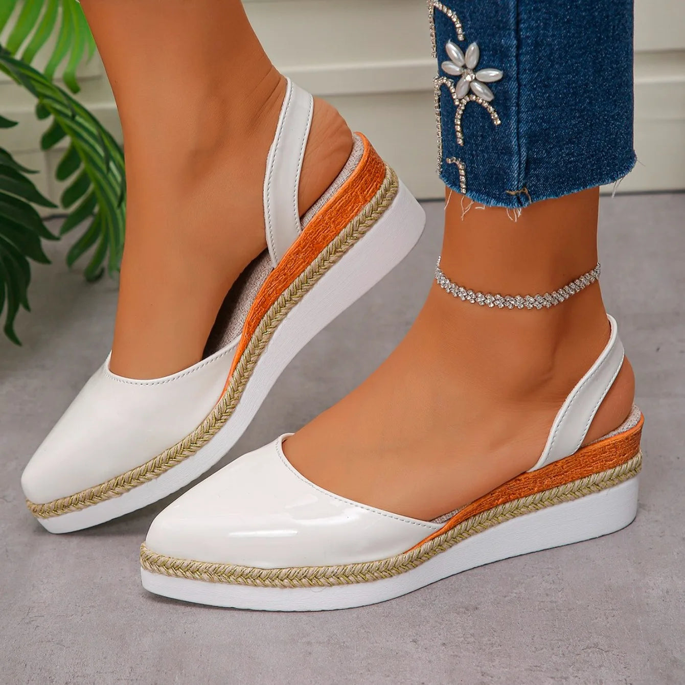 Women's Slingback Sandals 2026 Mid Heels Pointed Toe Closed Toe Sandals Wedge Breathable Casual Comfortable Shoes for Women