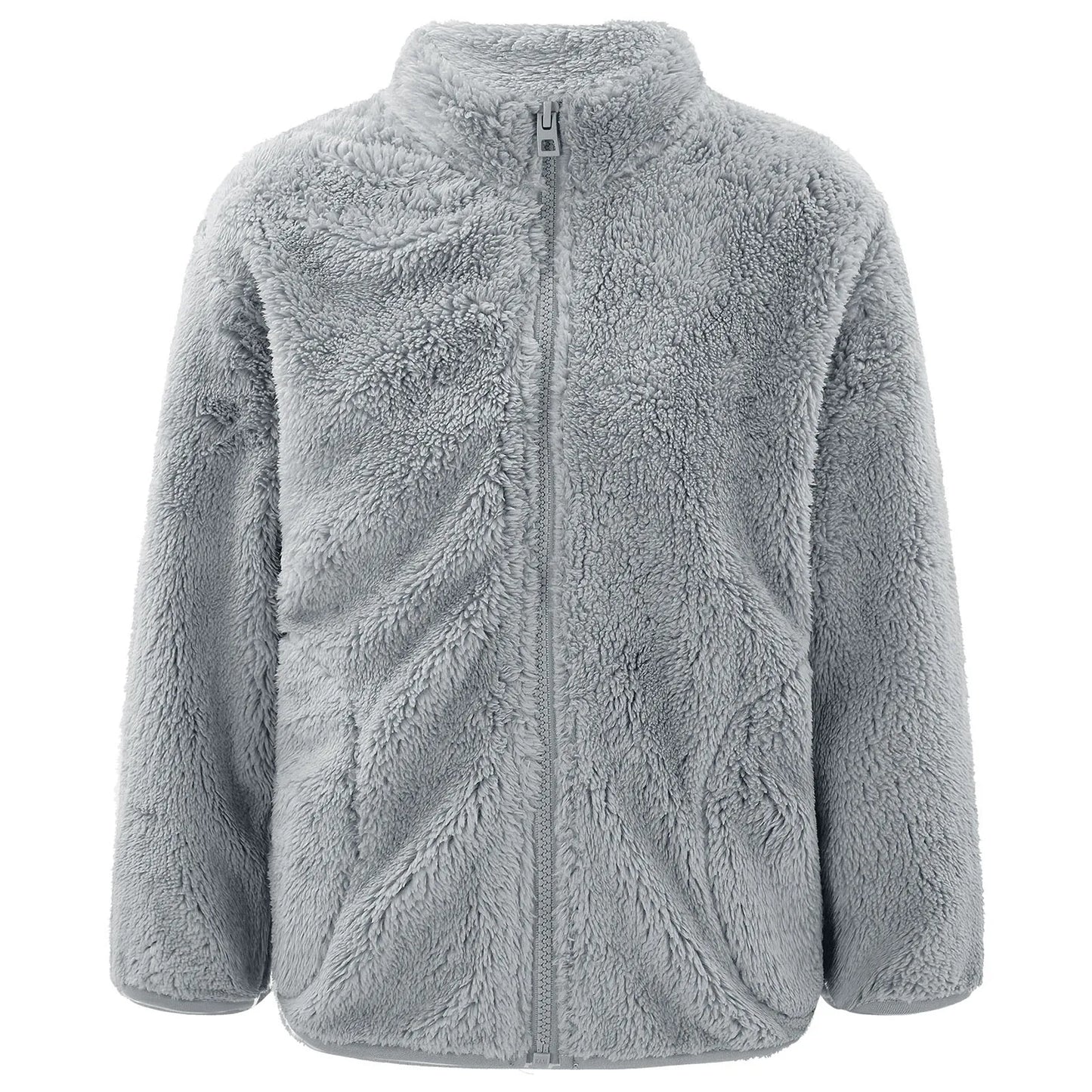 Girls Boys Warm Fleece Jacket Coat Full-Zip Turtleneck Tops with Pocket Fall Winter Outerwear for 2 Years-12 Years