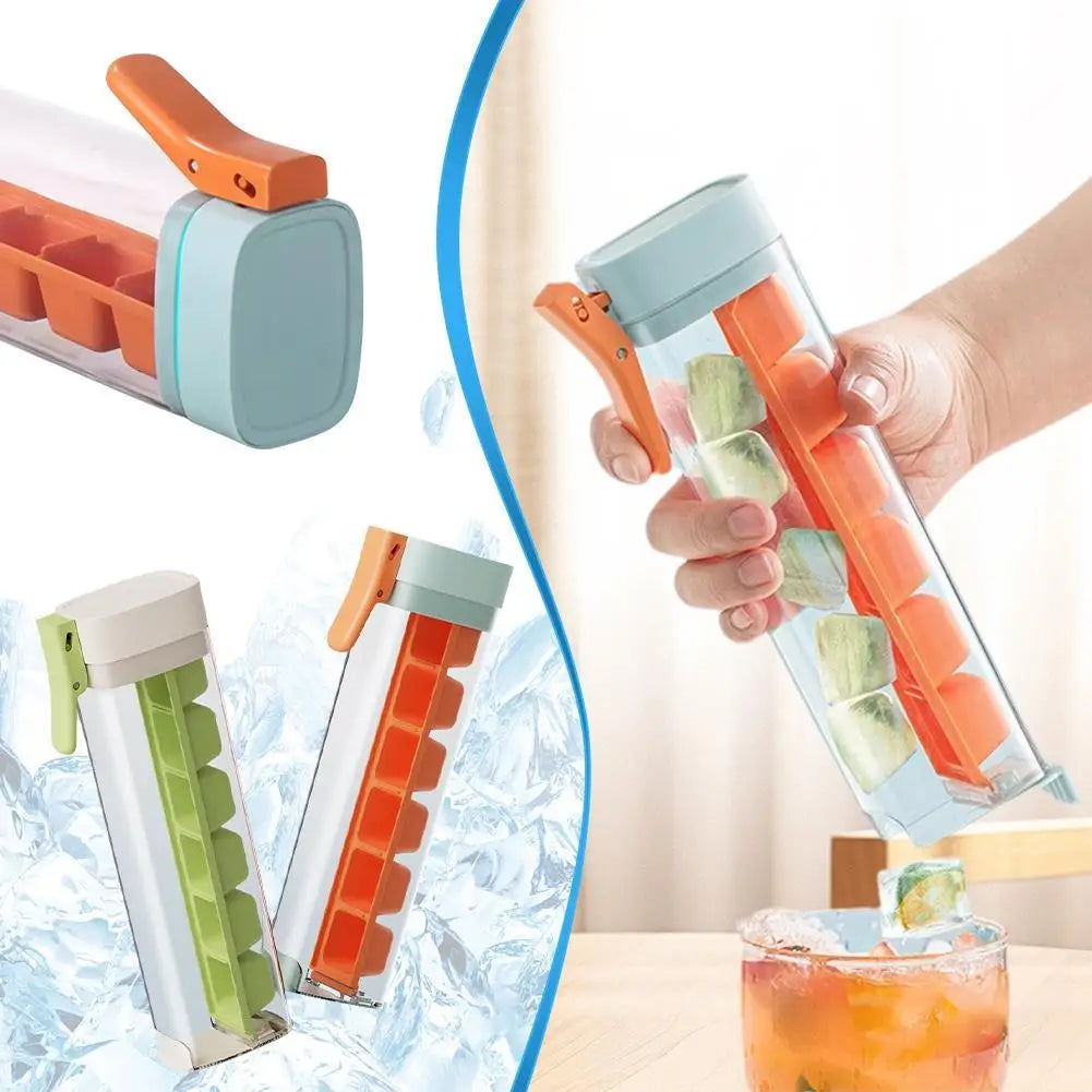 Food Grade Silicone Ice Cube Mold with One‑Press Storage Box Whiskey Ice Cube Maker for Home Bar Kitchen Tools