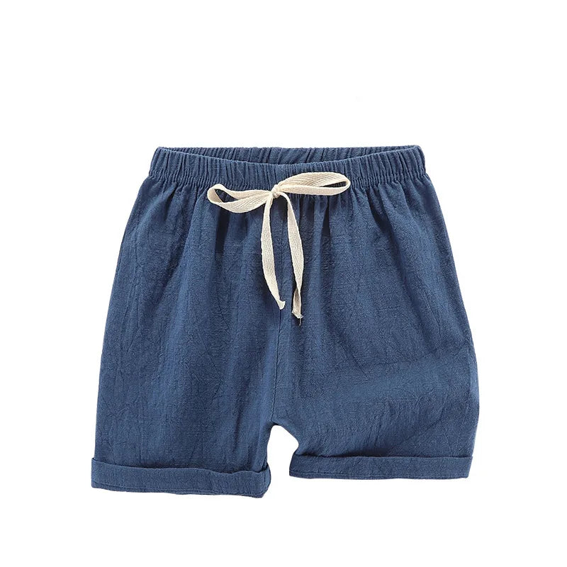 Teenage Boy Shorts 150 160cm Summer Clothing Cotton Linen Shorts Light Blue Black Red Children Shorts for Girls Toddler Clothes
