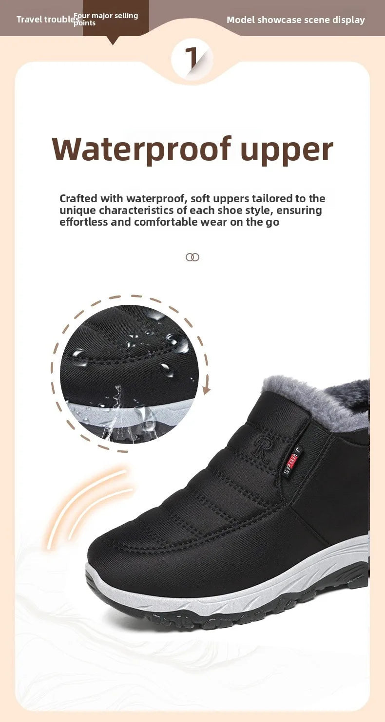 Waterproof Winter Boots for Men's  2025 New Plush Snow Boots Men's Ankle Boots Warm Black Couple Cotton Couples Platform Shoes