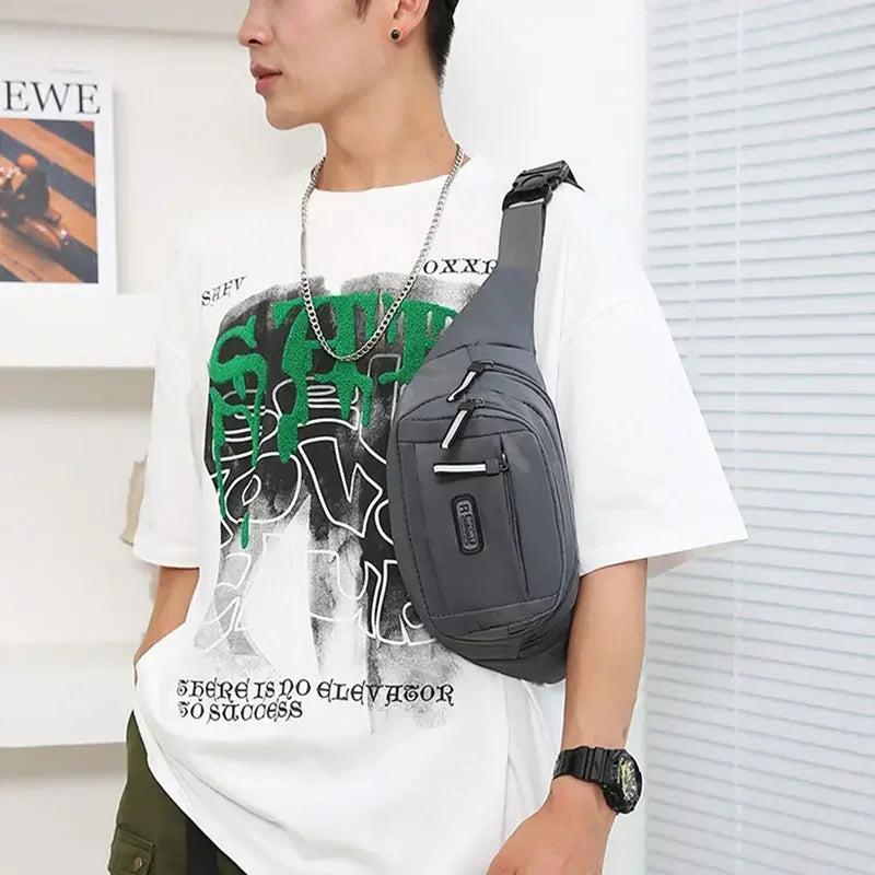 Men's Large Capacity Fitness Waist Pack Portable Anti Theft Ultra Thin Small Chest Bag Sports Outdoor Leisure Running Waist Bag