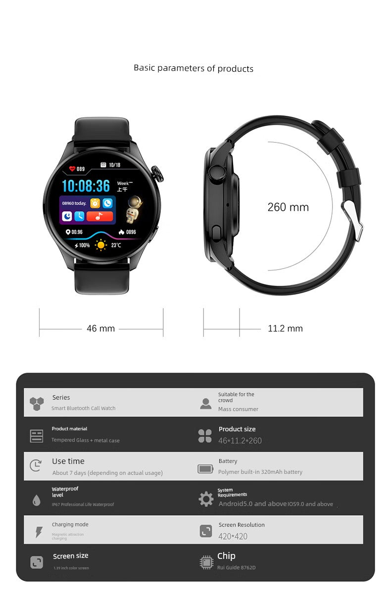 Smart Watch Spaceman GT3 Generation Bluetooth Calling Sports Men and Women Suitable for Android Xiaomi Apple