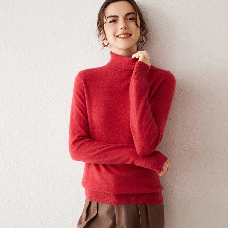 Ladies Sweater Cashmere Sweater Women Wool Turtleneck Knitwears 100% Cashmere Tops Long Sleeve Pullovers Jumpers Female Clothing