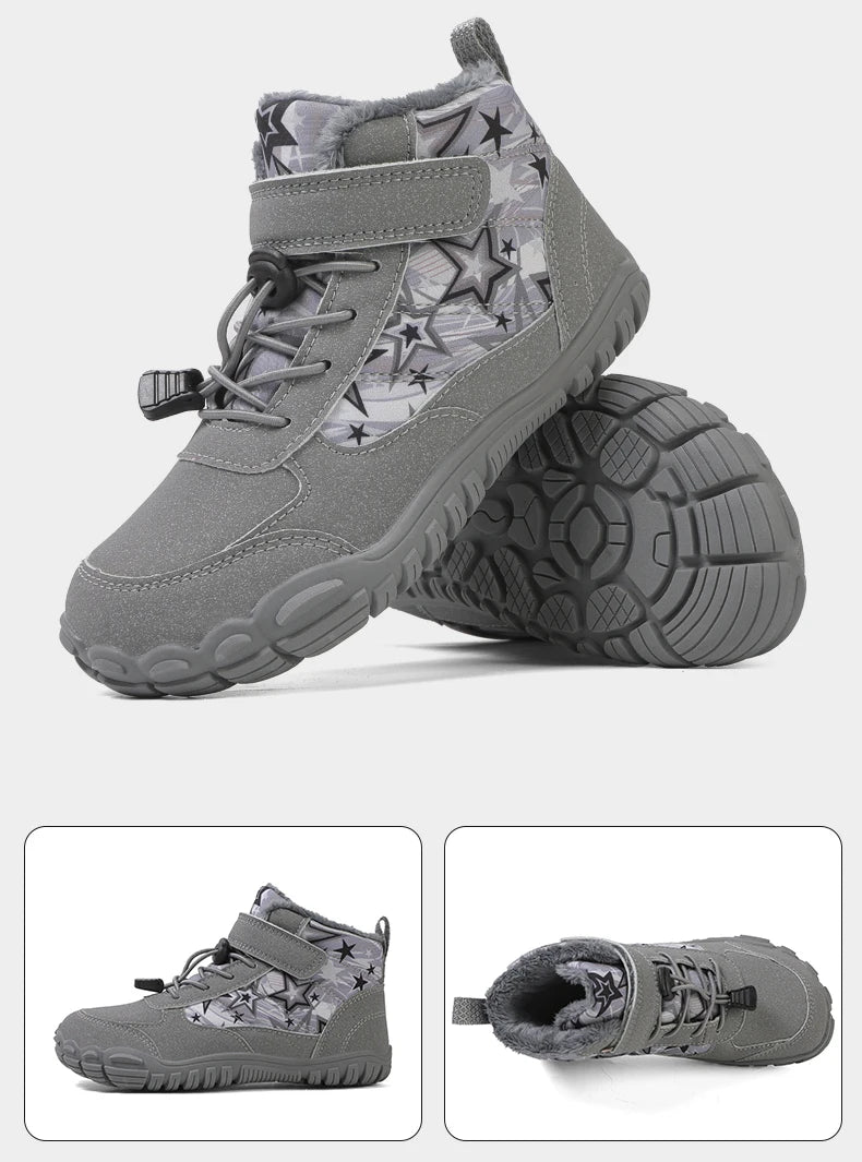 New Parent-child Winter Boots Men and Women Snow BareFoot Outdoor Non-slip Warm Fur Casual Boys/girls Sneakers Kid's Ankle Boots