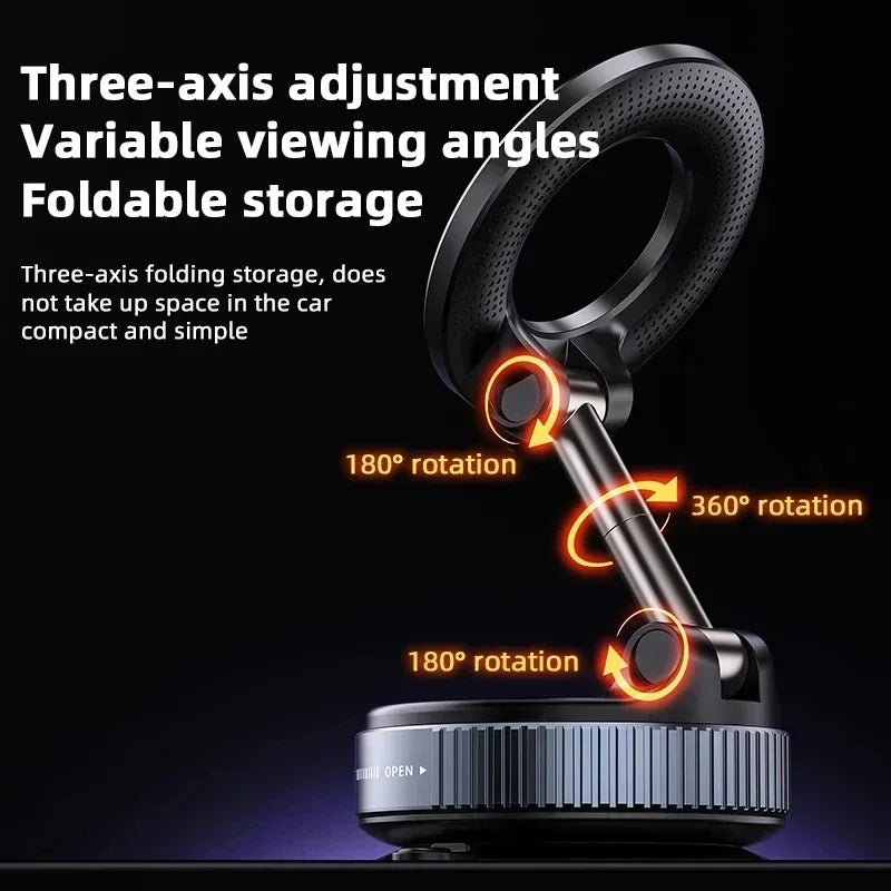 Rotating Folding Magnetic Phone Holder Vacuum Suction Mag Stand for Car Navigation Gym Kitchen - Universal GPS Streaming Bracket