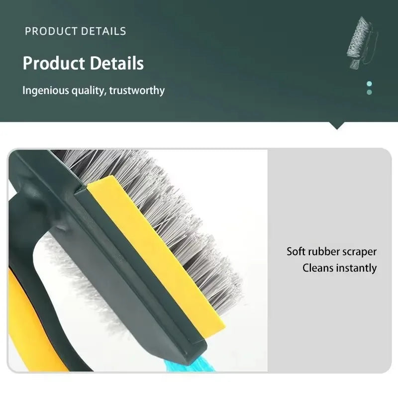 3-In-1 Multi-Function Cleaning Brush Hard Bristle Scrub Brush With Gap Brush T-Handle Grout Cleaner For Bathroom Kitchen Window