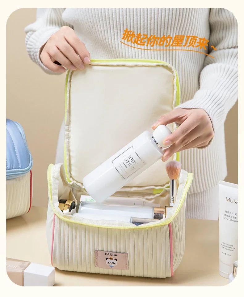 Makeup Bag Large Capacity Cartoon House Shape Toiletry Bag Cute Portable Handheld Storage Bags Travel Storage Organizer