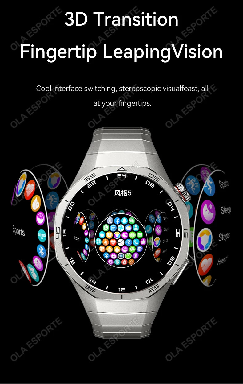2025 New Smart Watch Men Watch 5 Pro 1.52 AMOLED Screen Bluetooth Call GPS Trajectory NFC Heart Rate Dynamic Lsland SmartWatches
