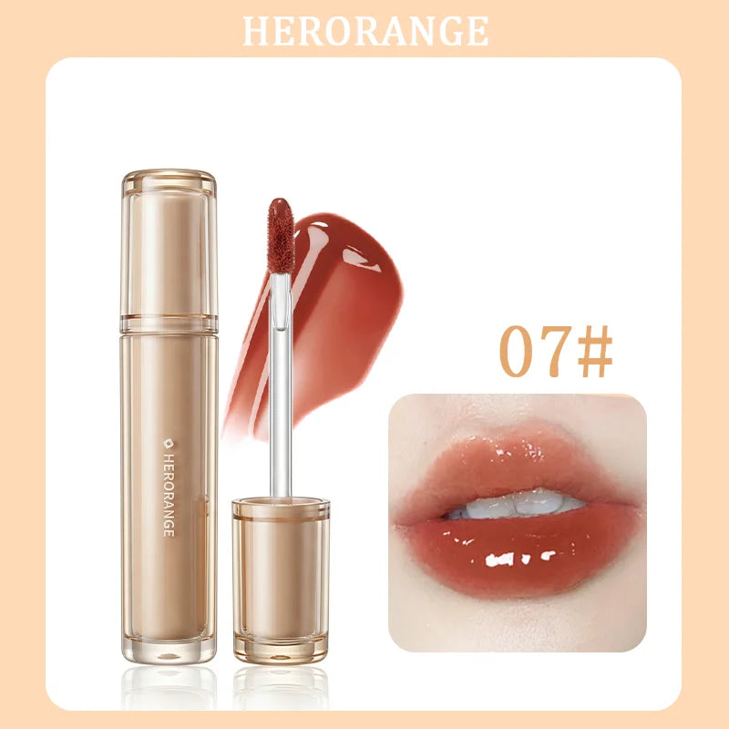 Herorange Iced Tea Gloss Lip Gloss Moisturizing Non-Drying Plump Lips Korean Style for Daily Bare Makeup