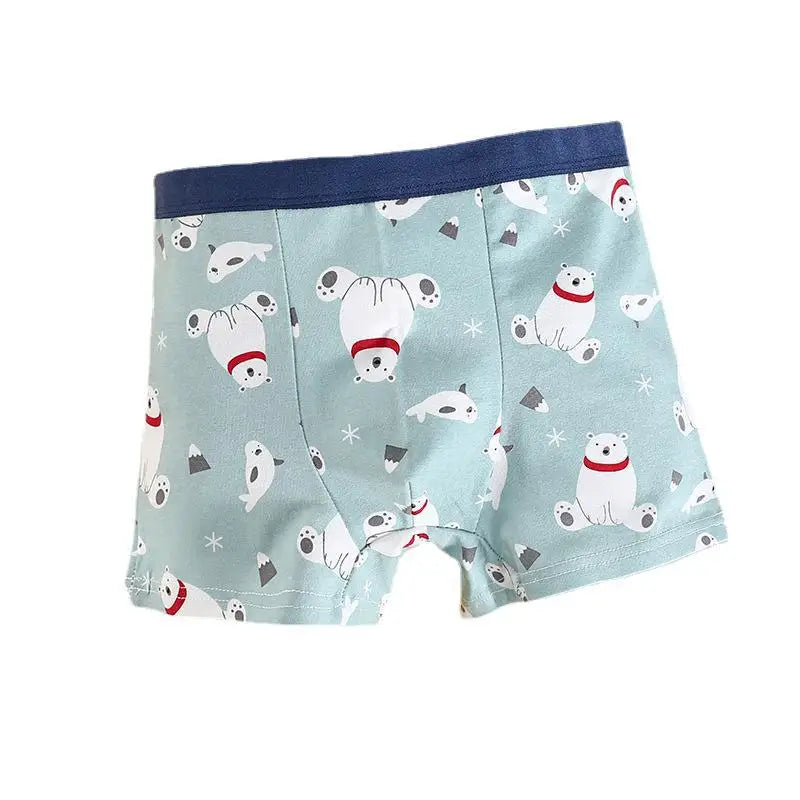 Boys 4 Pcs/lot Underwear Teenagers Panties Boxers Cartoon Printed Shorts for Kids Children's Clothing Baby 100% Cotton Briefs