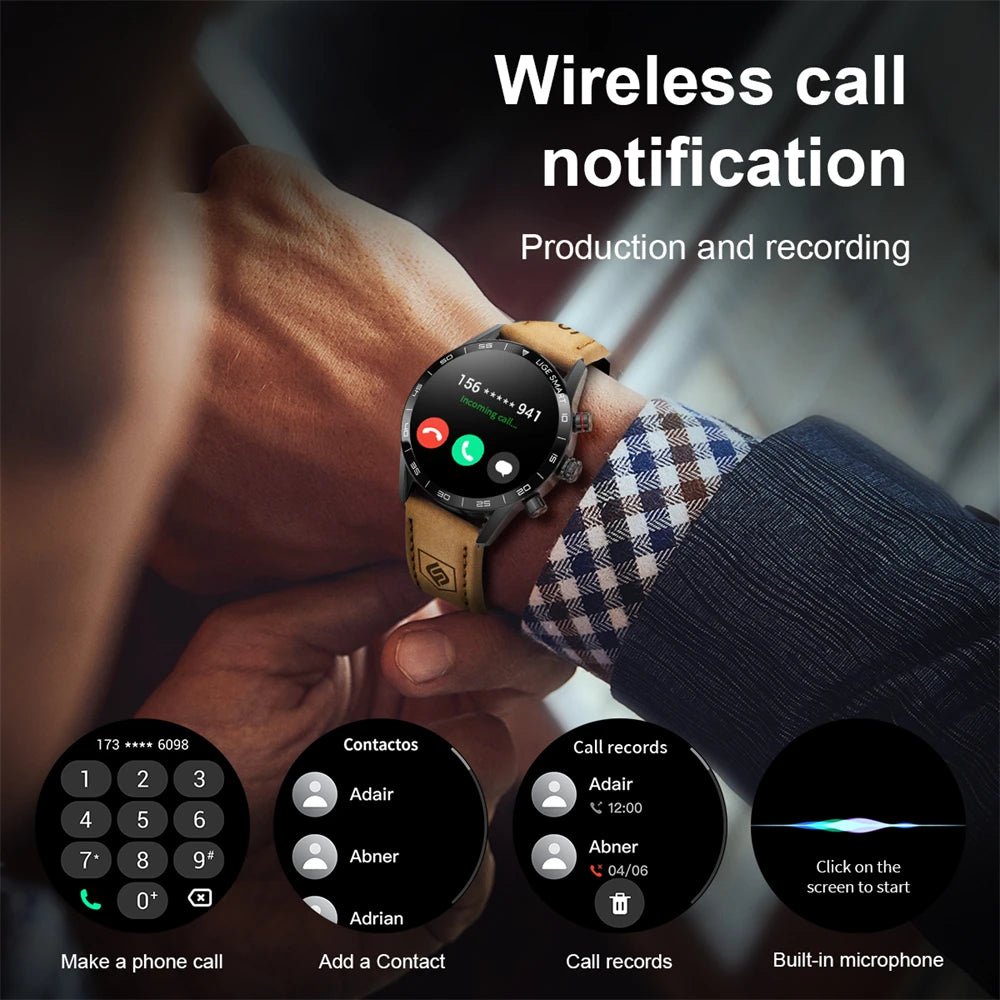 LIGE Men's Smart Watch Bluetooth Connection AMOLED Screen Smartwatch Men IP68 Waterproof Voice Call Samrtwatches for Android iOS