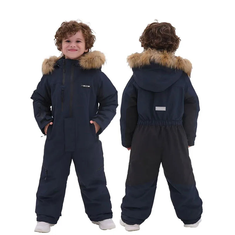 Winter Children Ski Suit Windproof Warm Jumpsuit Boys Thicken Fleece Jacket coat Children Clothing onesie