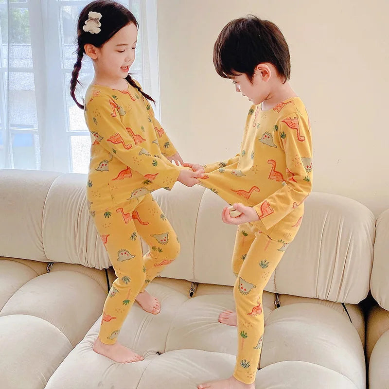 Autumn Winter Thermal Underwear Suit No Trace Warm Sleepwear Clothing Sets Boys Girls Pajama Sets Kids toddler girl clothes