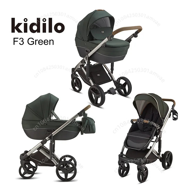 Deluxe Baby Stroller 2 in 1 High View Comfortable Baby Stroller Foldable Portable Travel Baby Carriage with Mother Bag