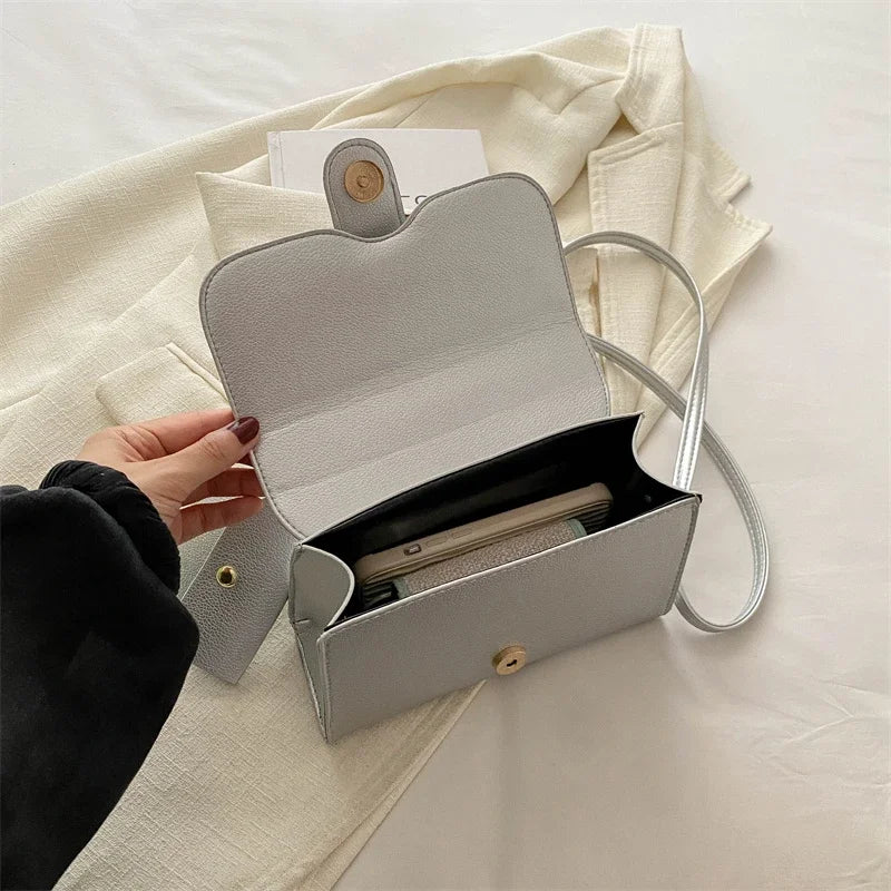 7 Color Pu Leather Ladies Brand Shoulder Bag With Coin Purse Crossbody Small Phone Bag Female Flap Messenger Bag Silver