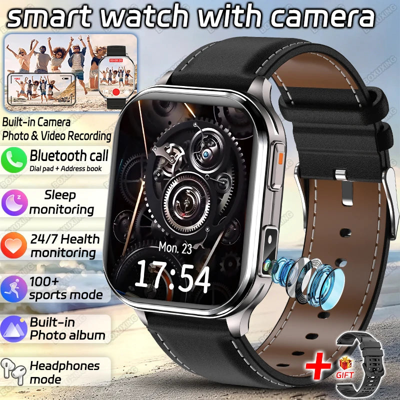2026 New Smart Watch With Camera Men Women Photos Record Video Health Sports Fitness IP68 Waterproof Call Recording Smartwatches