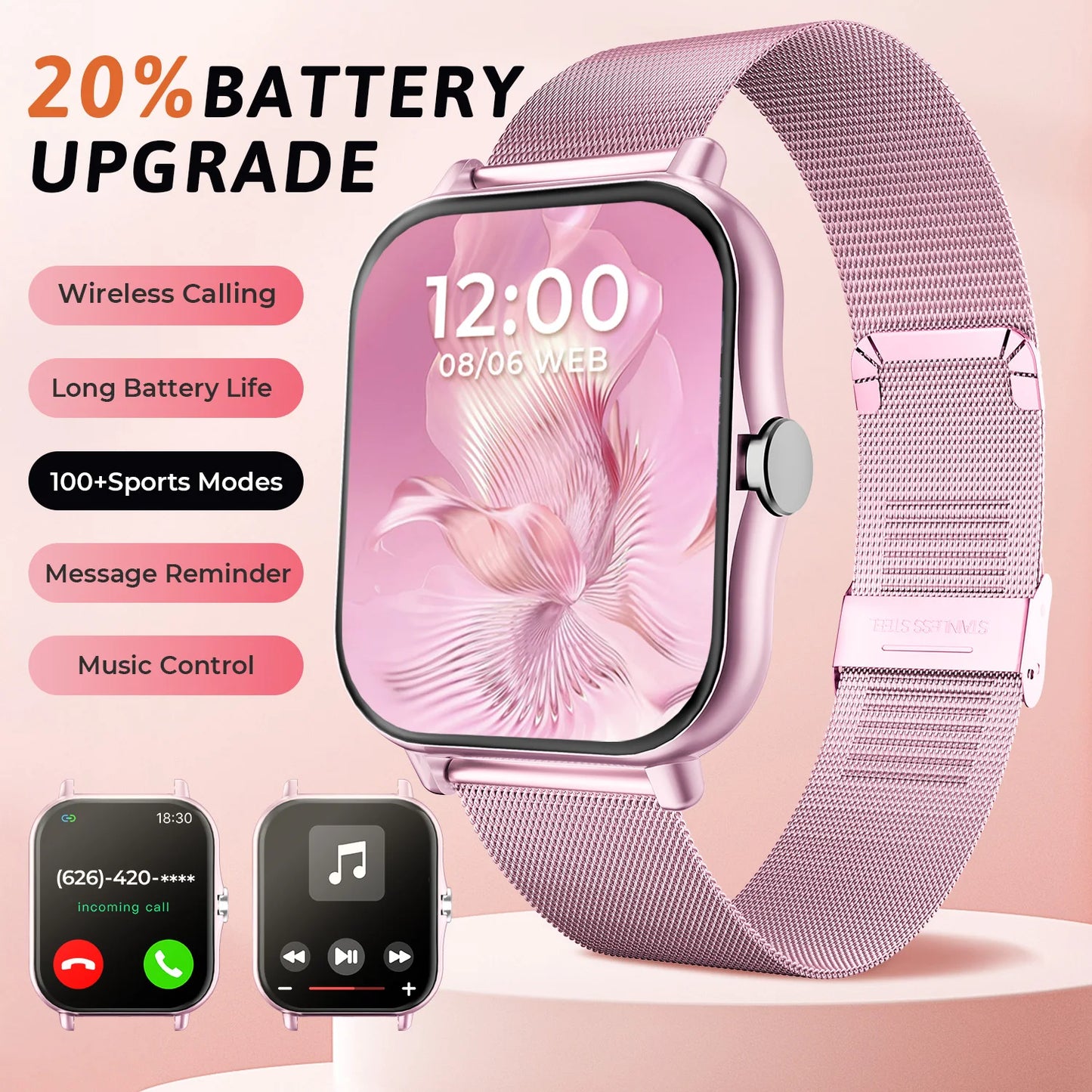 2026 New Smart Watch 1.83 HD Screen Multi-color Watch Strap Bluetooth Call Outdoor Sport Watch For Android/IOS Men Women
