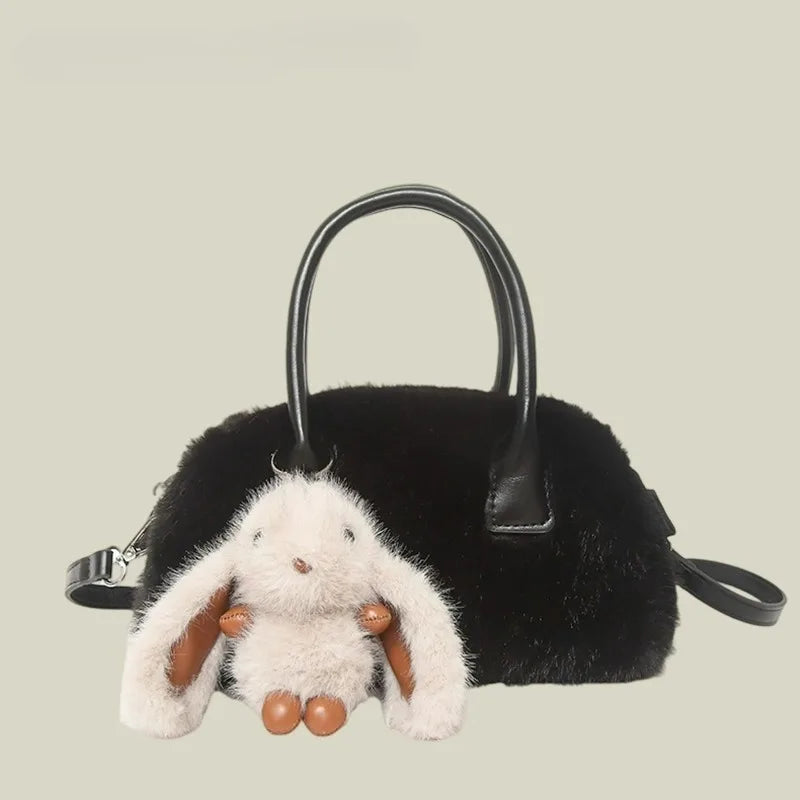 autumn and winter cute plush handbag women's 2025 new fashion versatile shoulder messenger bag