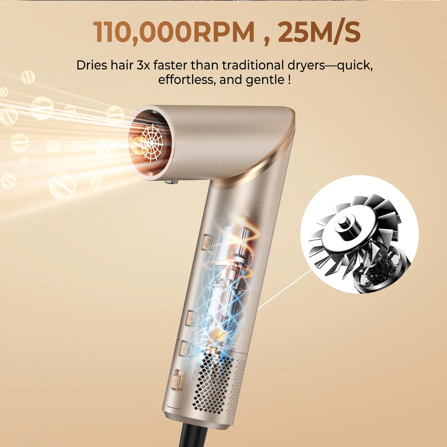 Hair Dryer 8 in 1 Hair Styler Tools Complete Set Salon Brushless Motor 110000rpm Professional Blower Dryerr With Comb