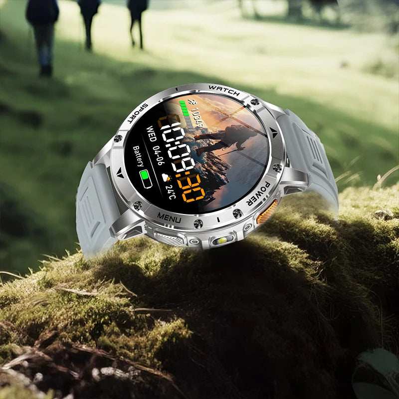 Smart Watch 1400mAh Battery 1.7'' IPS Screen 120+ Sports SOS Strobe Alarm IPX8 Waterproof LED Light BT Call Men Women Xmas Gift
