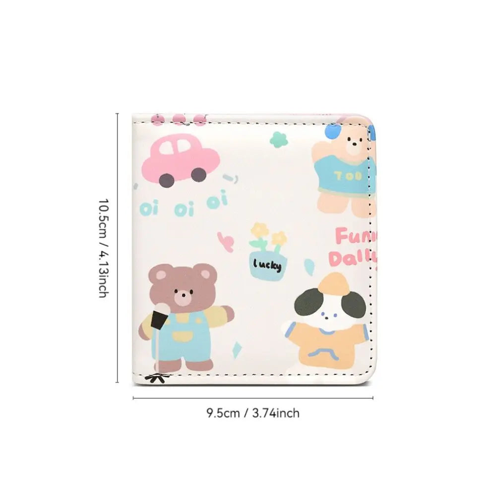 Cute Short Wallet Cartoon Coin Purse Girls PU Leather Money Bag Mini Portable Storage Bag Kawaii Card Holder