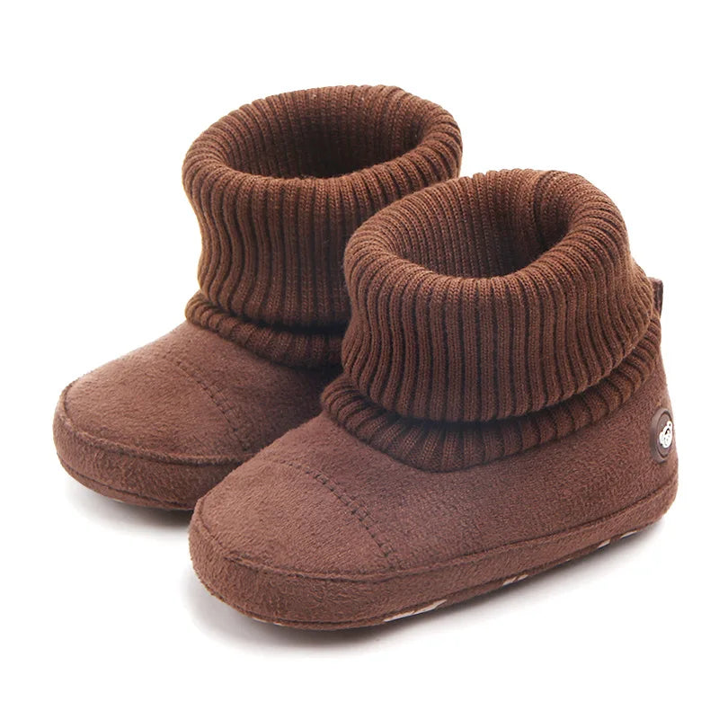 2024 Winter Baby Boots, Infant Girls Boys Warm Fashion Solid Shoes with Fuzzy Balls First Walkers Kid Shoes 0-18M High Quality