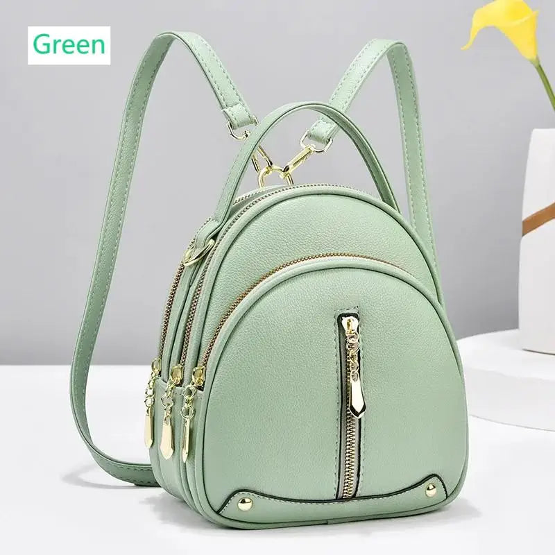 Women's Small Backpack, Light and Multifunctional, High Quality PU Handbag, One Shoulder Sling Student Handbag, Four Seasons