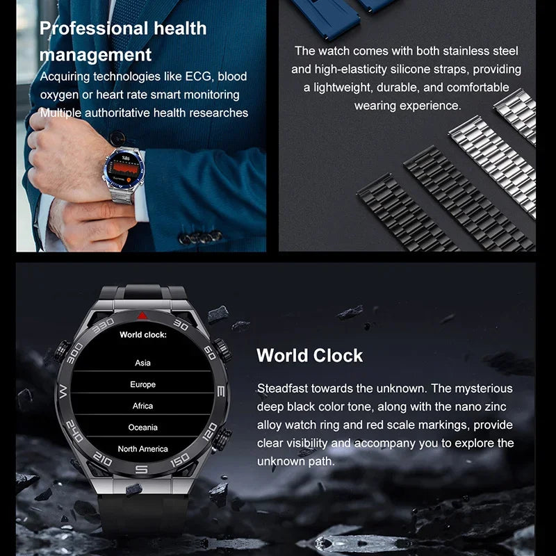 2024 New GPS Sports Smart Watch Men AMOLED HD Full Touch Screen IP68 Waterproof NFC Compass Bluetooth Call ECG+PPG Smart Watches