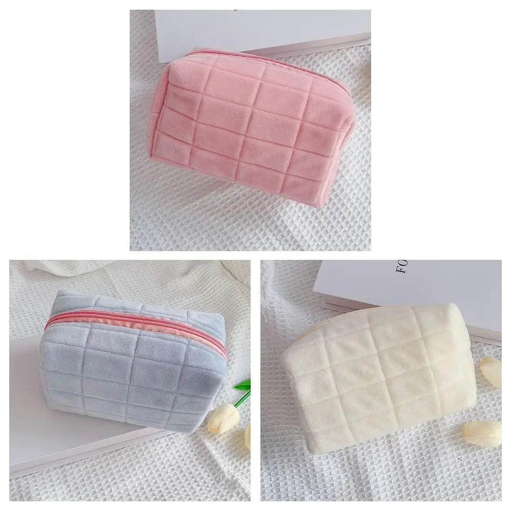 Makeup Bag Pillow Storage High-End Sense Portable Travel Cosmetic Bags Solid Color Zipper Toiletry Bag Washing Pouch Storage Bag