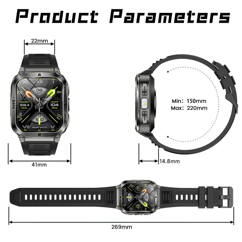 Smart Watch Men Women 1.83" AMOLED Screen 1000mAh Bluetooth Call Sports Fitness Bracelet IP68 Waterproof Smartwatch For Android
