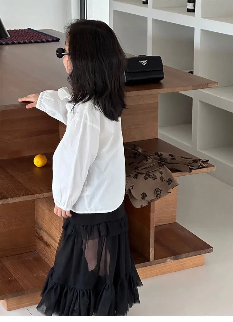 Girls Shirt Spring Autumn Long Sleeve Casual Daily Blouse for Kids Fashion Design Striped Flower Teen School Child Tops Clothes