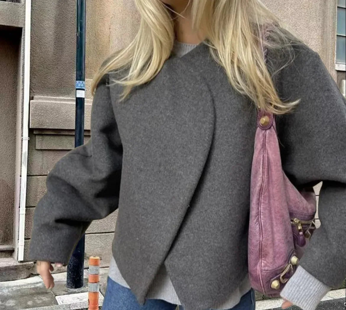 2025 New Women's Double-Faced Wool Jacket Cropped Cardigan Style Reversible Tweed Coat Spring Autumn Street Fashion
