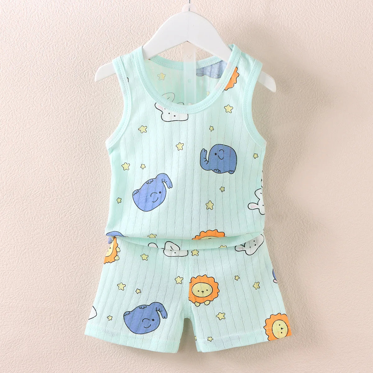 2024 New Children Clothes Set Summer Boys Girls Cartoon Thin Style Sleeveless Vest Shorts Set Baby Pajamas