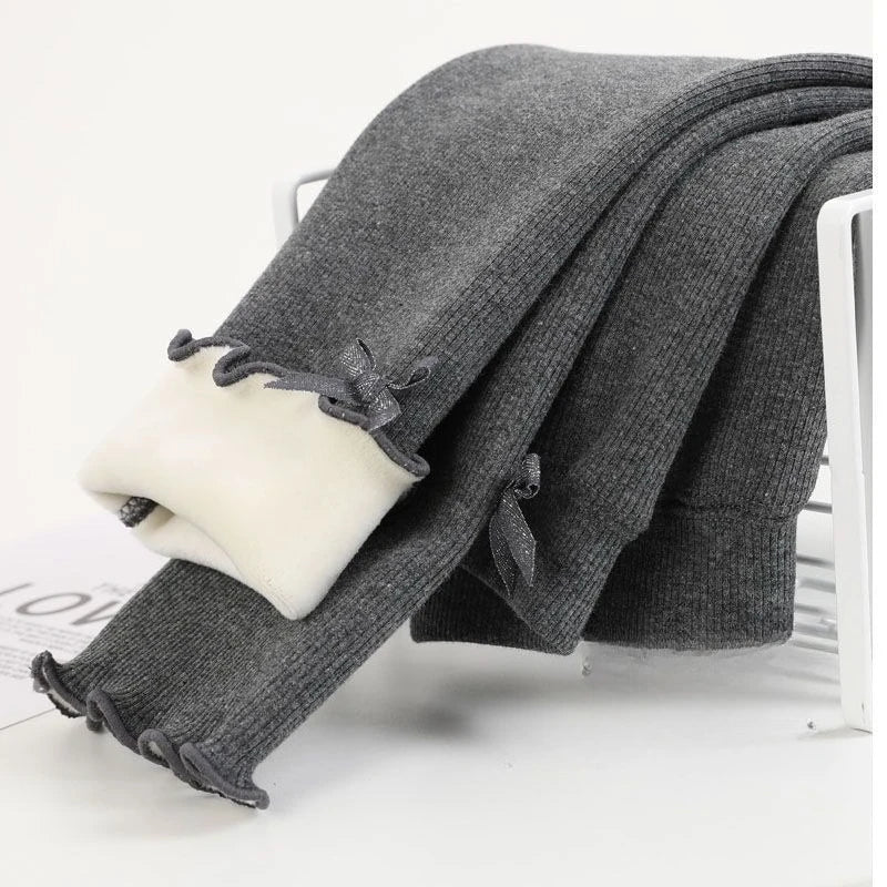 Autumn Winter Sweet Girls Legging Pants Kids Thick Warm Trousers Winter Warm Plush Trousers Elastic Waist Leggings Kids Pants