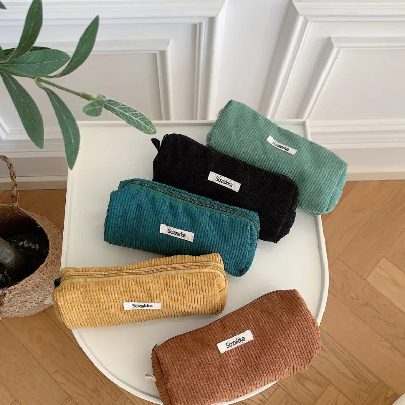 Soft Large Cosmetic Bags Women Neceser Makeup Toiletry Bag Fashion Travel Make Up Bag Corduroy Brush Pencil Organizer Case