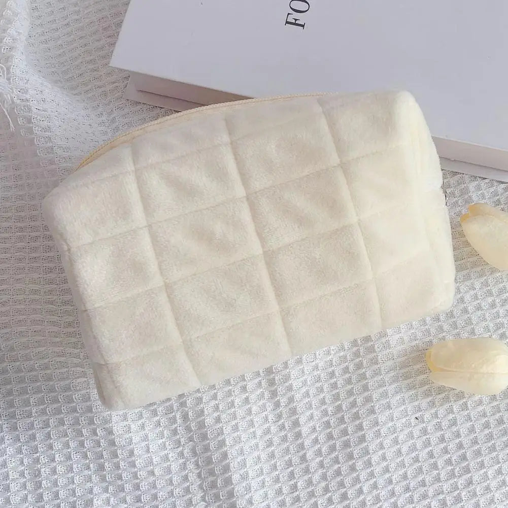 Makeup Bag Pillow Storage High-End Sense Portable Travel Cosmetic Bags Solid Color Zipper Toiletry Bag Washing Pouch Storage Bag