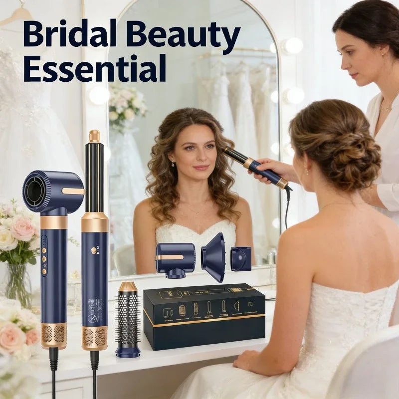 7 In 1 Hair Dryer Brush Brushless High Speed Hair Dryer with Diffuser Ionic Blow Dryer Hot Air Styling Comb Auto Hair Curler