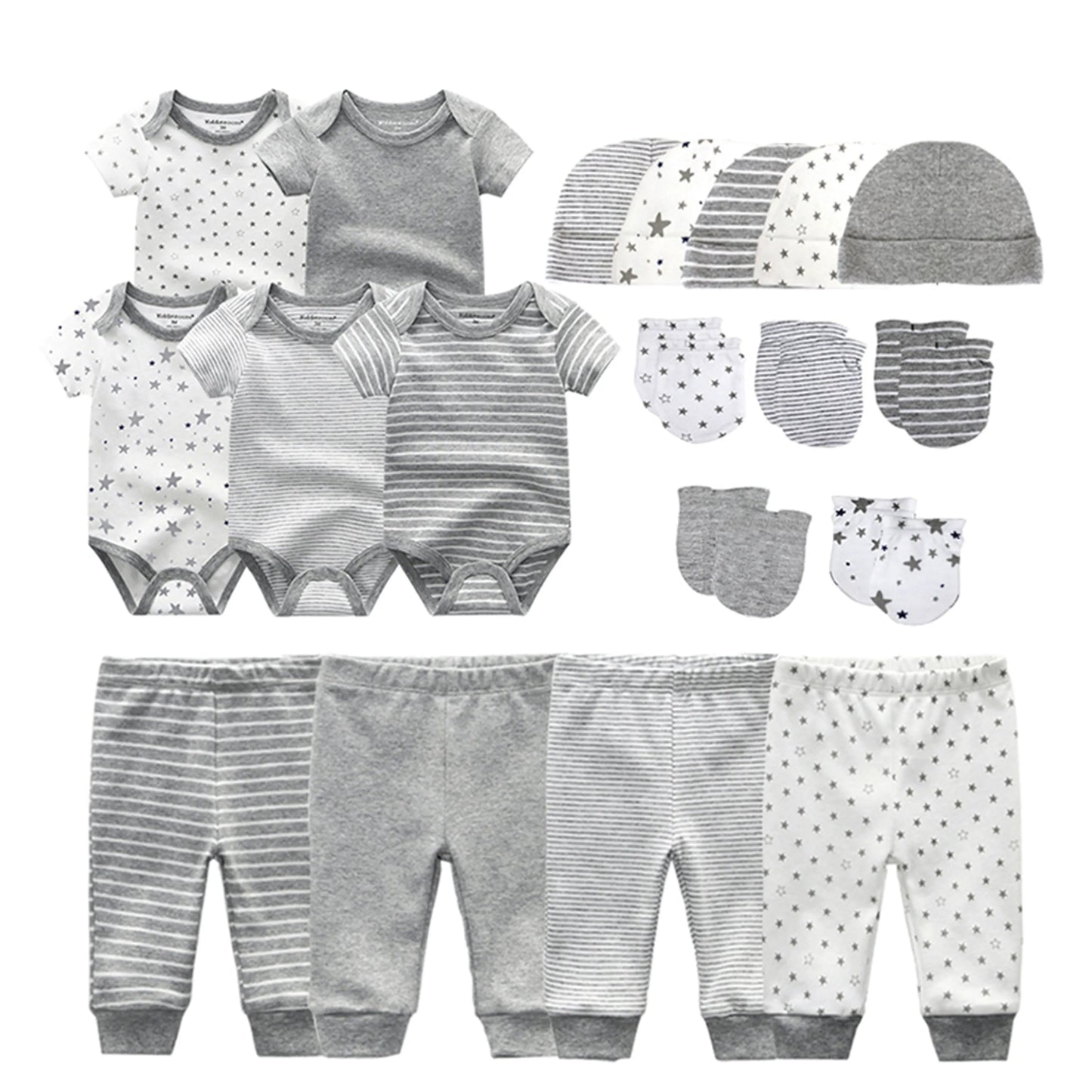 Kiddiezoom Baby Clothing Sets Newborn Boy Girl Infant Bodysuits+Pants+Hats+Gloves/Bibs Unisex  Clothes Bebes